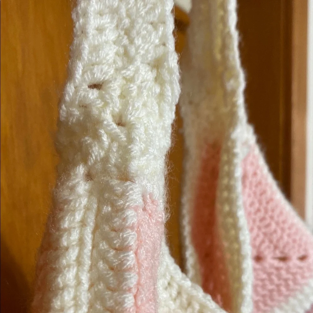 NWOT Handmade Pink Crochet Granny Square Tote Bag - Picture 5 of 11